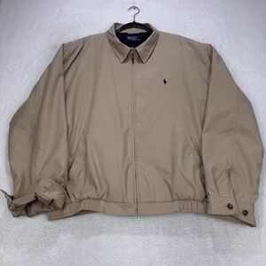 Polo Ralph Lauren Bi-Swing Jacket Men XXL Khaki Full Zip Button Cuff Golf Preppy